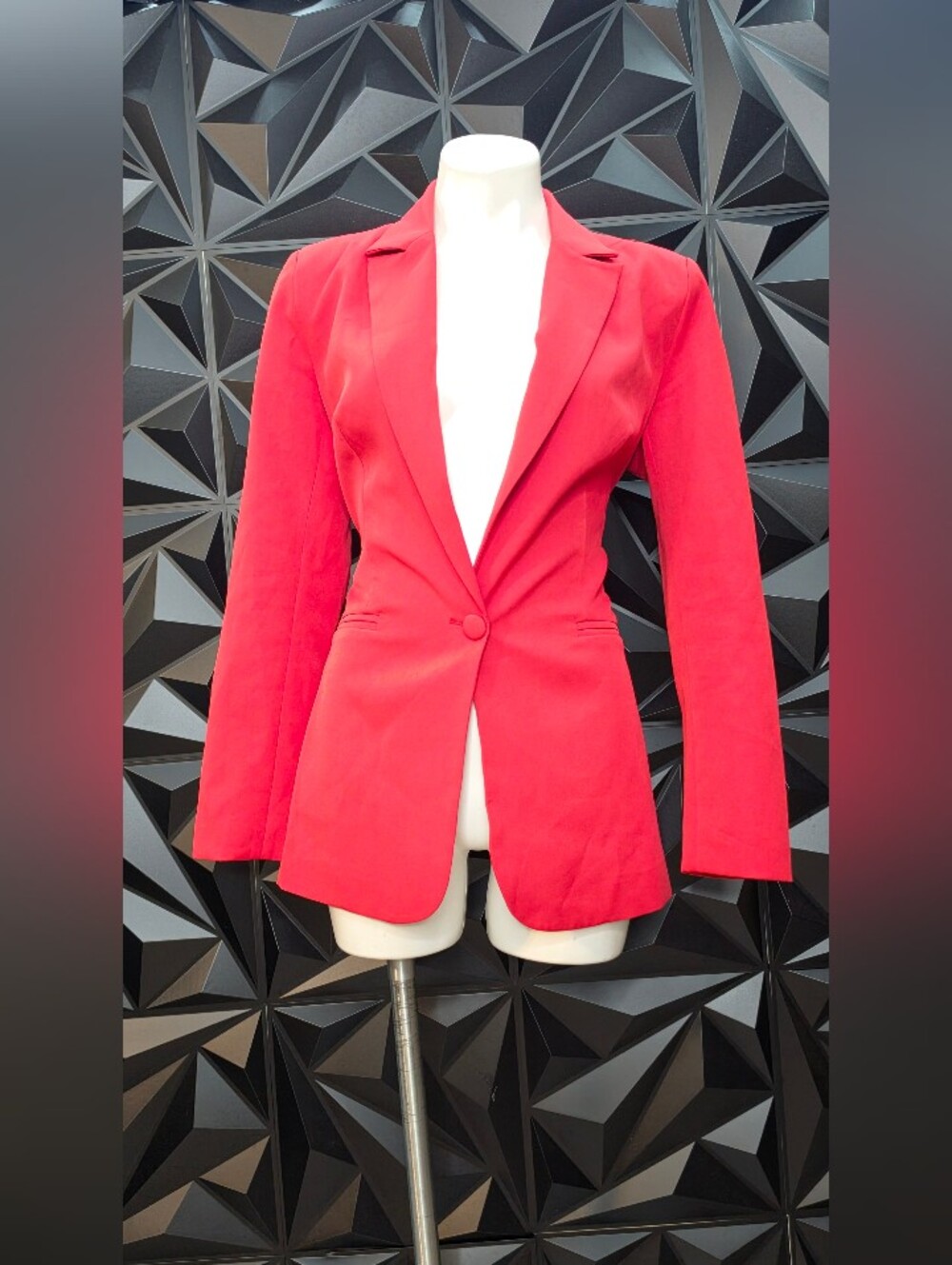 AKIRA Red Single-Button Tailored Blazer